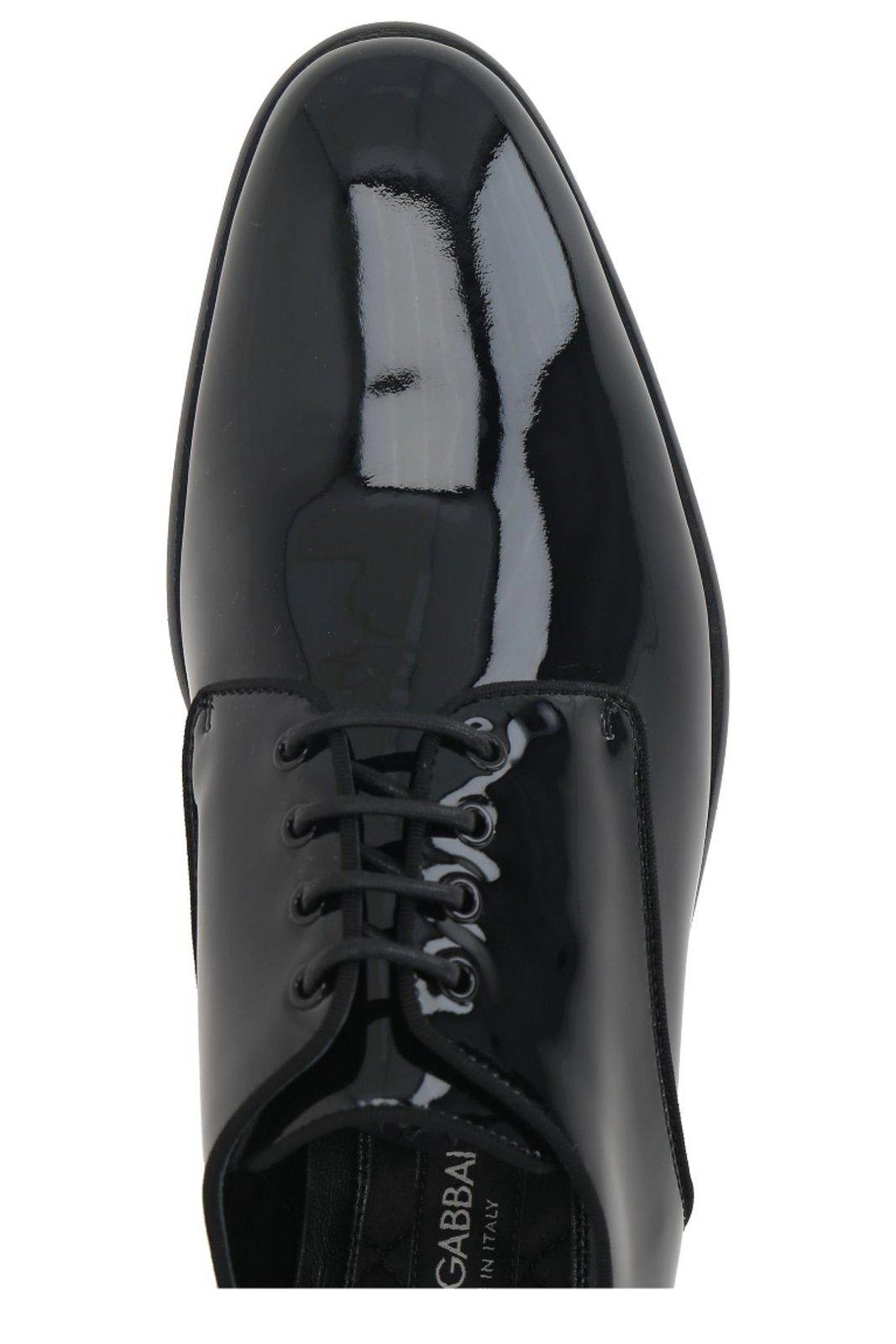 Shop Dolce & Gabbana Round Toe Lace-up Shoes In Nero