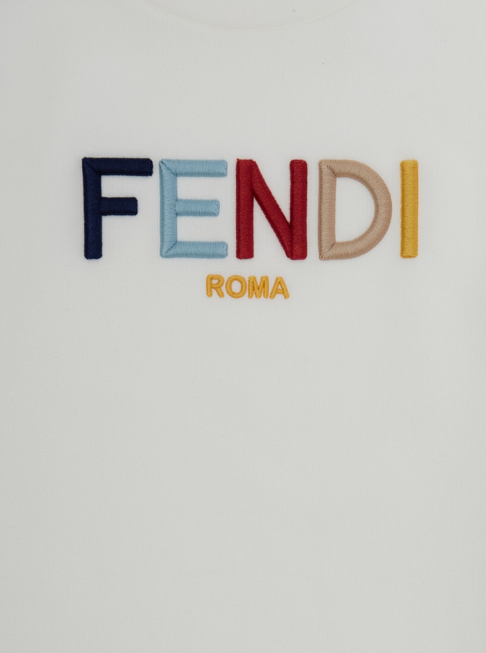 FENDI WHITE CREWNECK SWRATSHIRT WITH MULTICOLOR LOGO LETTERING IN COTTON BOY 