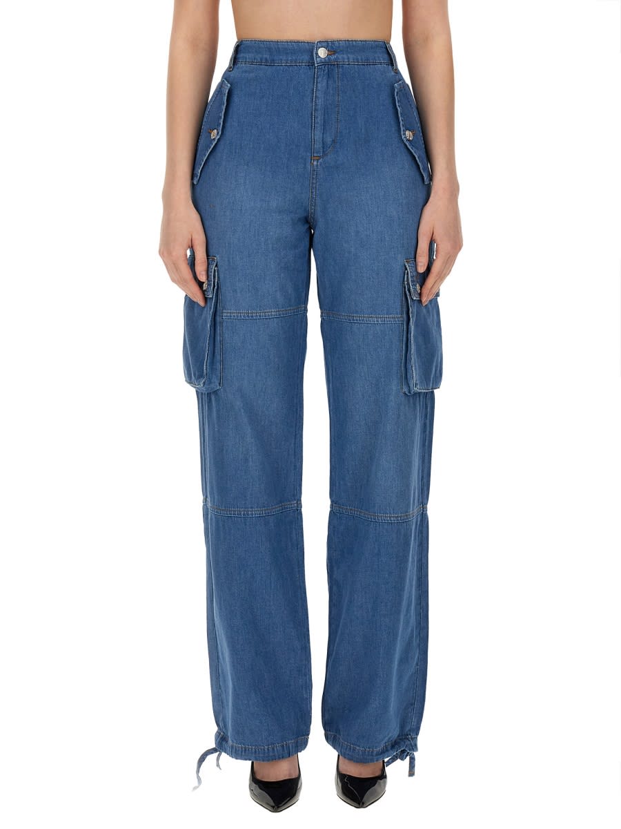 Shop M05ch1n0 Jeans Cargo Pants In Blue