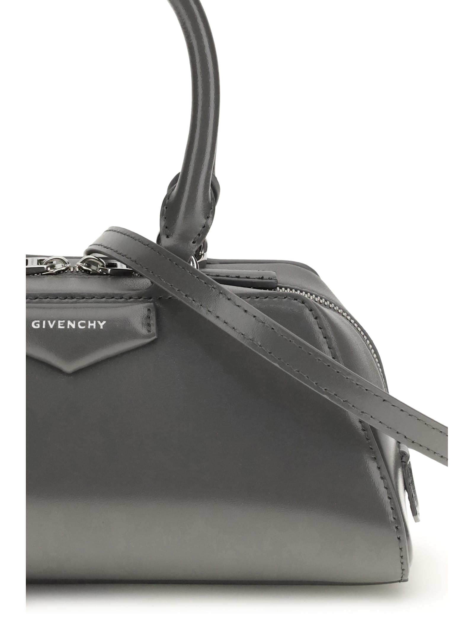Givenchy Women Antigona East-west Mini Leather Box Handbag In Gray