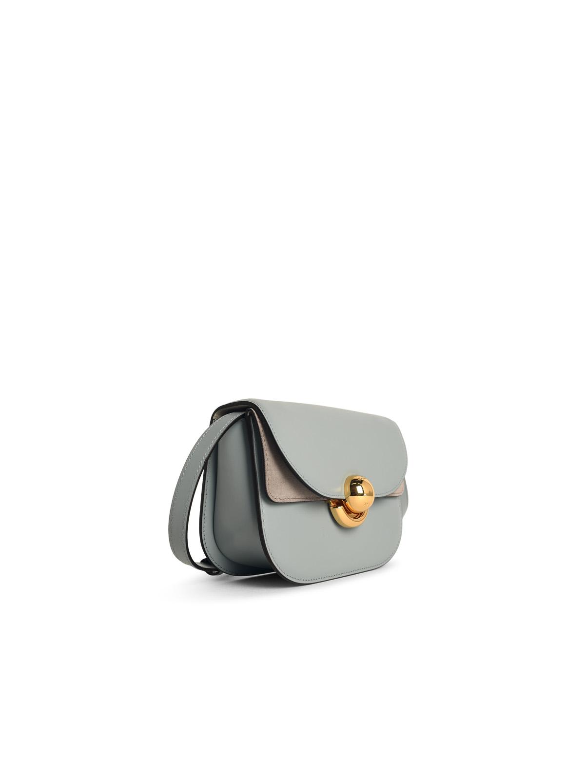 Furla Light Blue Leather Mini Sfera Crossbody Bag In Gray