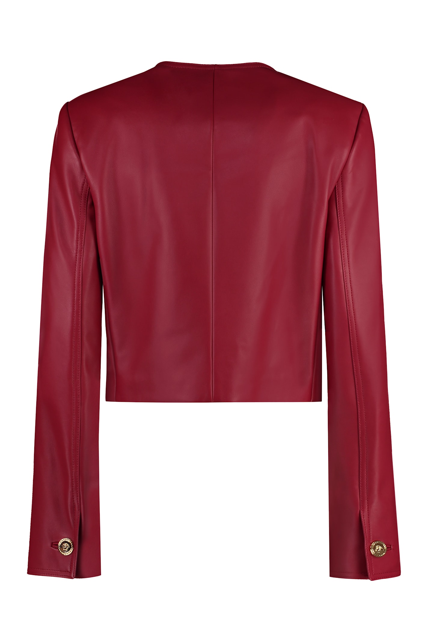 Shop Versace Leather Jacket In Red