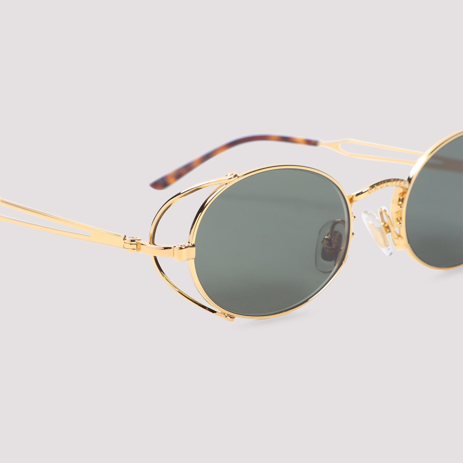 Jean Paul Gaultier Metal Round Frame Sunglasses With Cut-out Detail In Gold