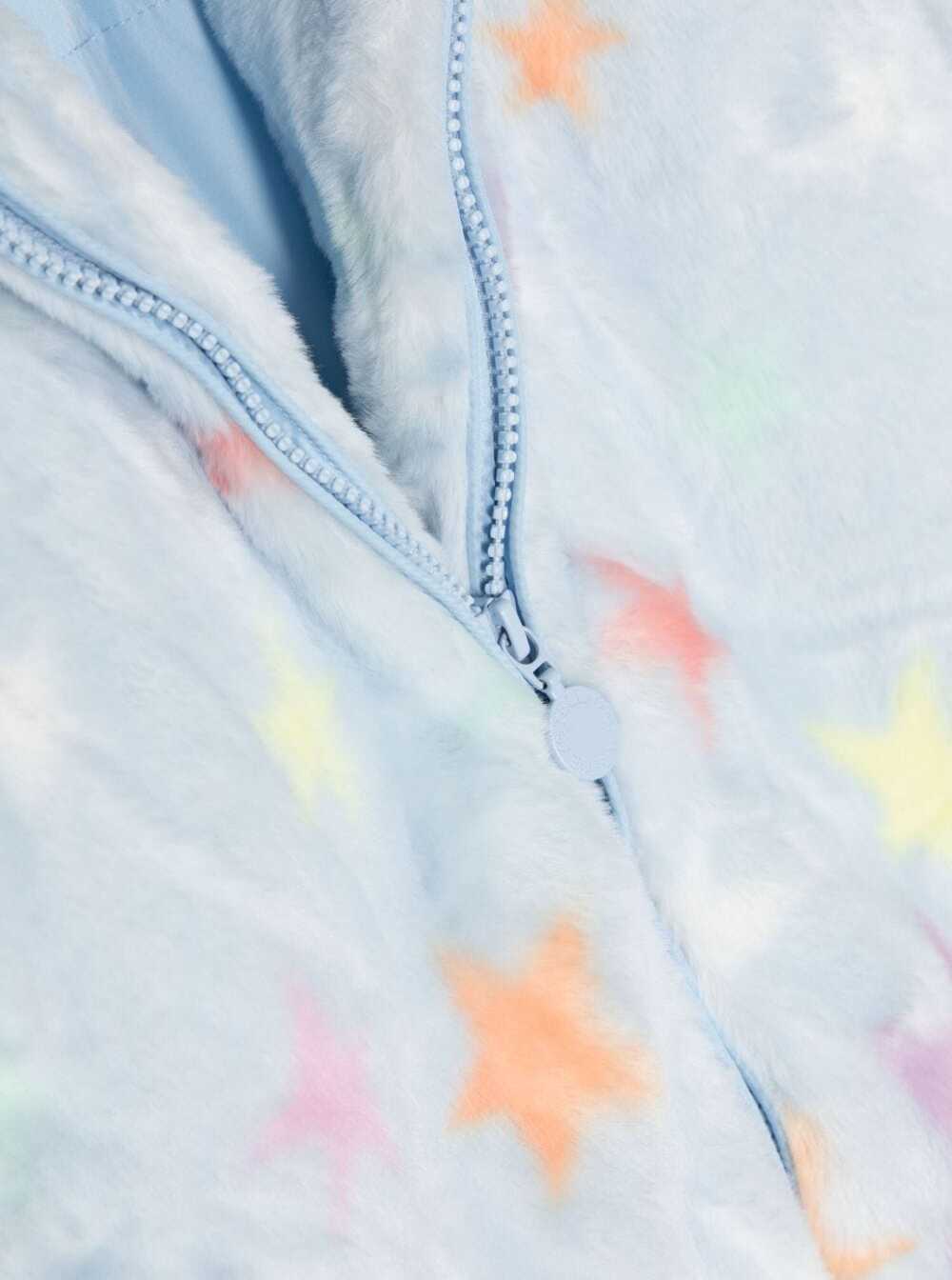 Shop Stella Mccartney Light Blue Coat With Multicolor Star Print In Fabric Girl