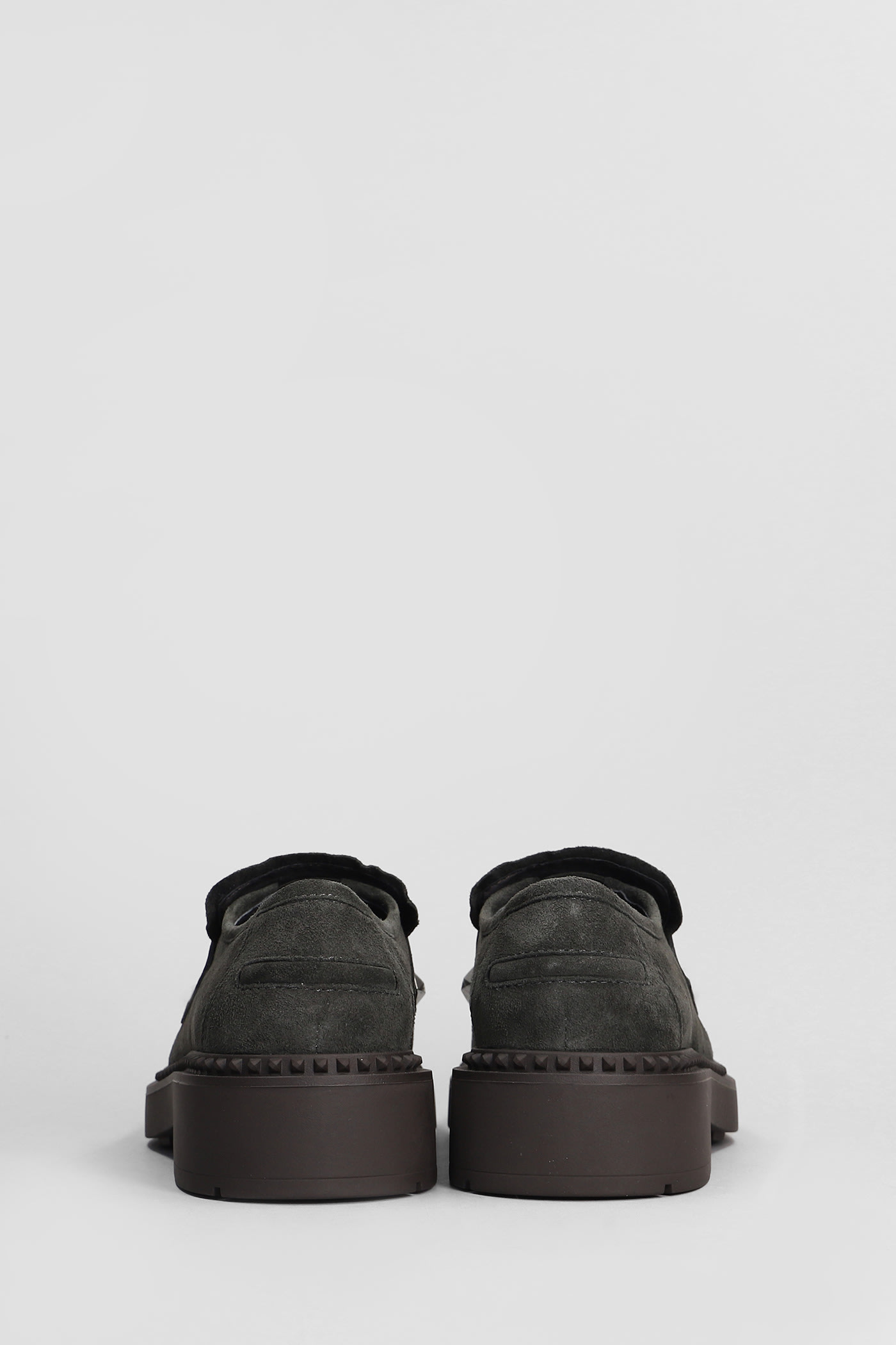 Shop Ash Medusa Loafers In Gunmetal Suede