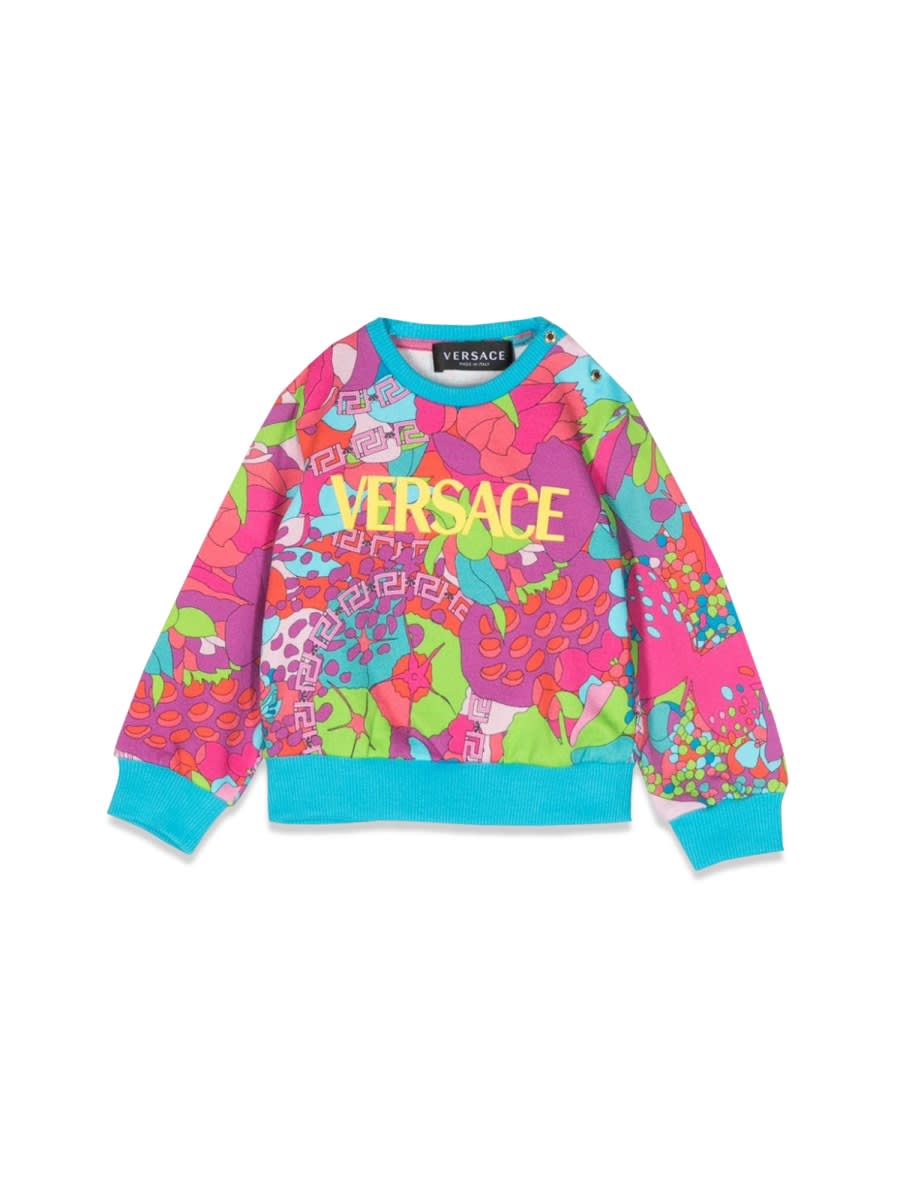 Shop Versace Floral Crewneck Sweatshirt In Multicolour