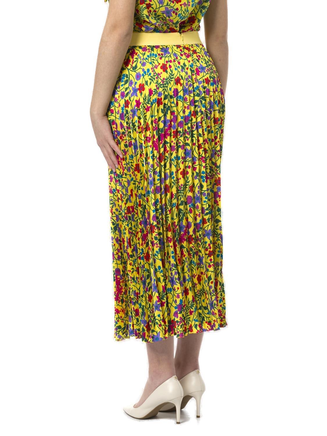 Shop Weekend Max Mara All-over Floral Printed Pleated Skirt