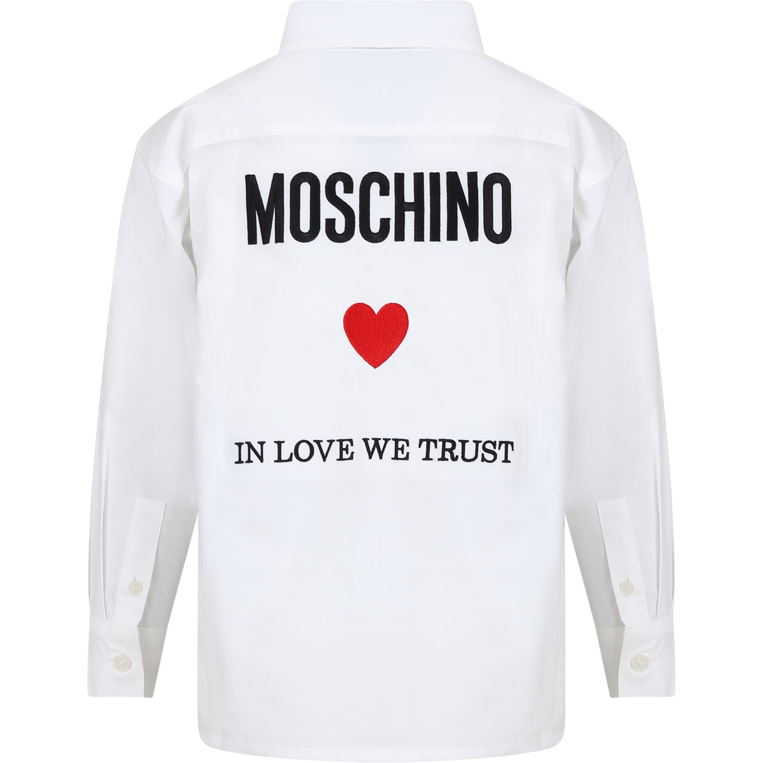 Moschino Kids' White Shirt For Boy With Logo And Heart