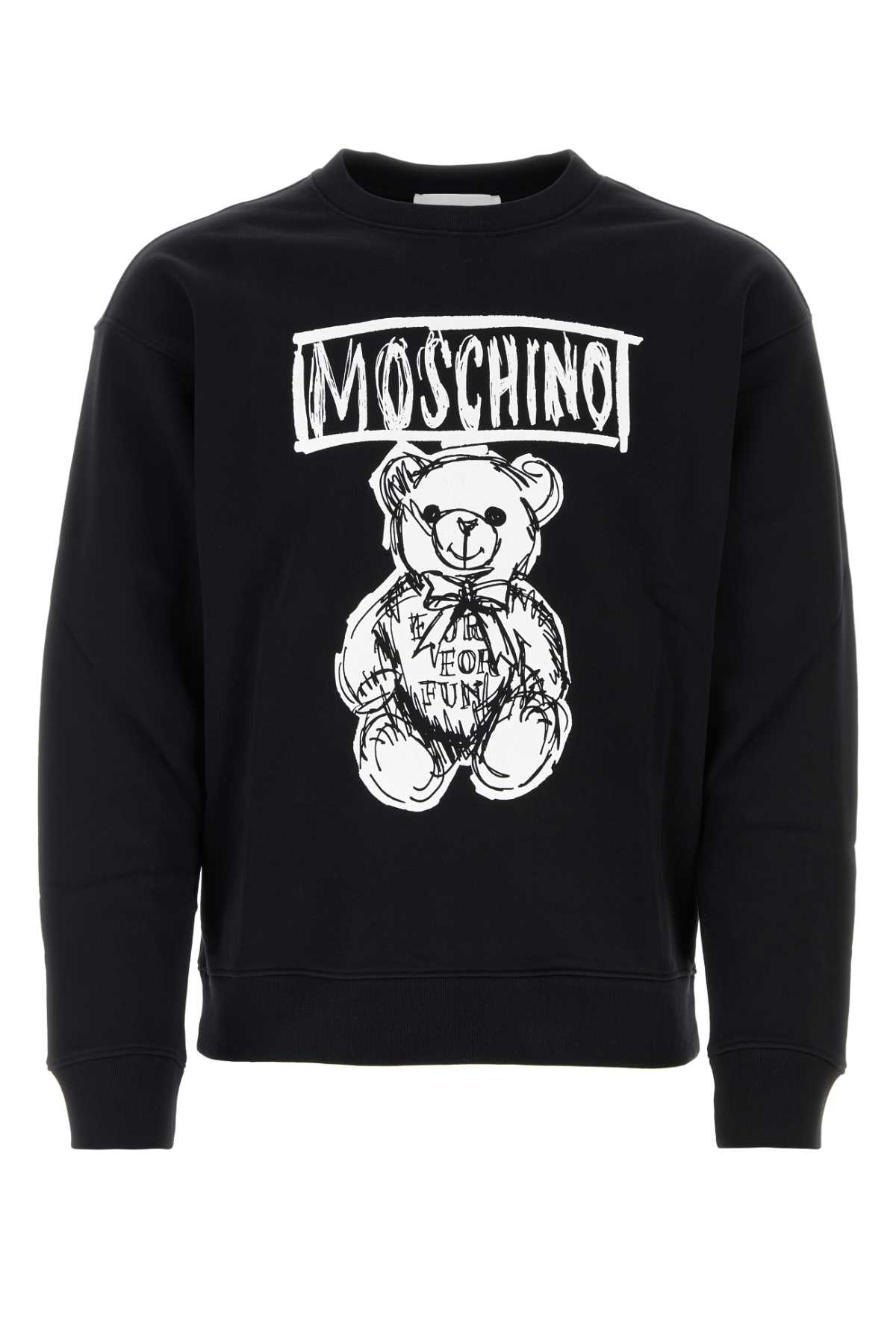 Shop Moschino Black Cotton Sweatshirt In Fantasianero