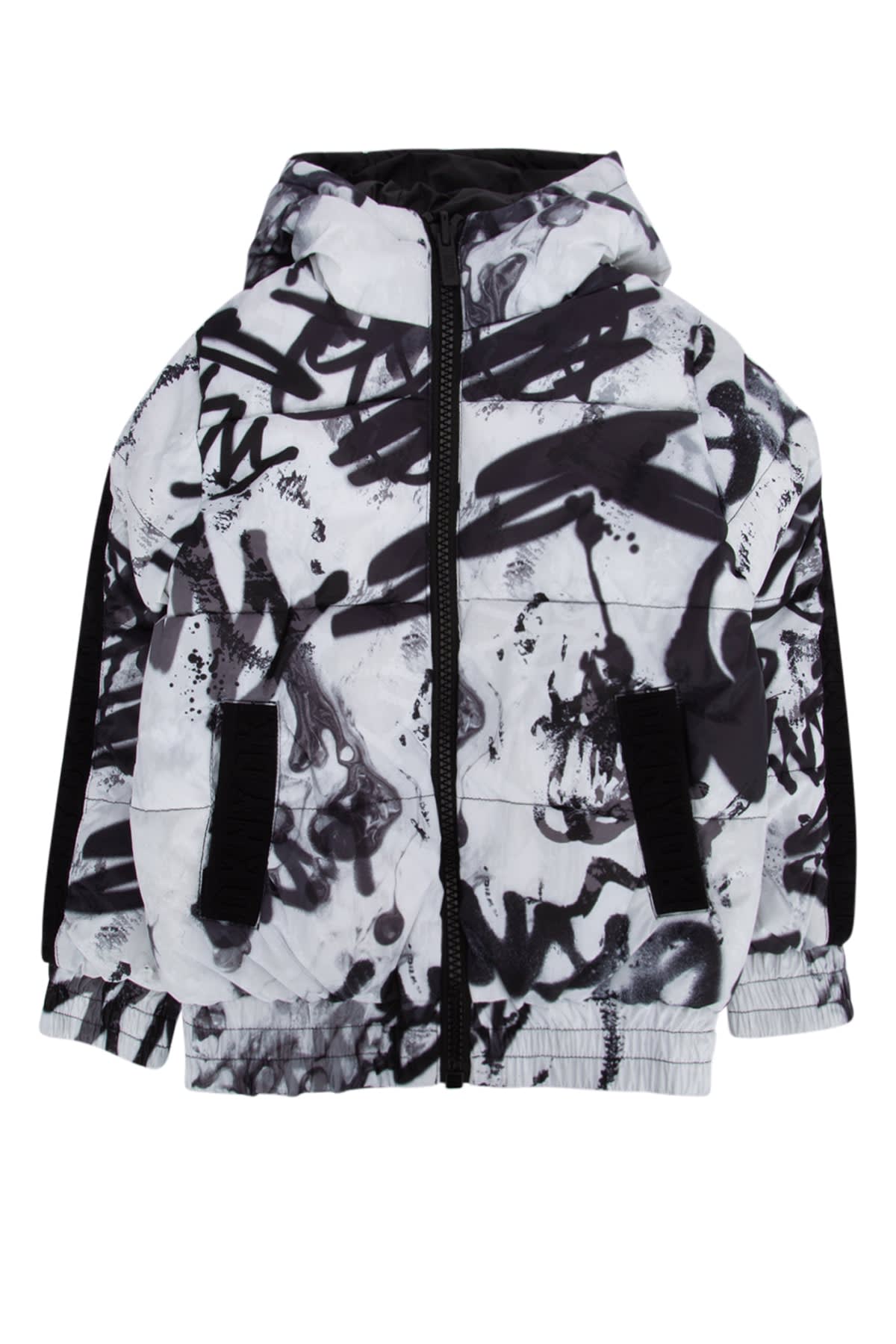 Dkny Reversible Logo-print Puffer Jacket In White