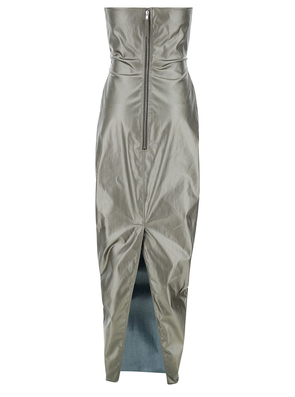 Shop Rick Owens Prown Maxi Silver Dress With Cut-out Detail In Stretch Cotton Woman In Grey