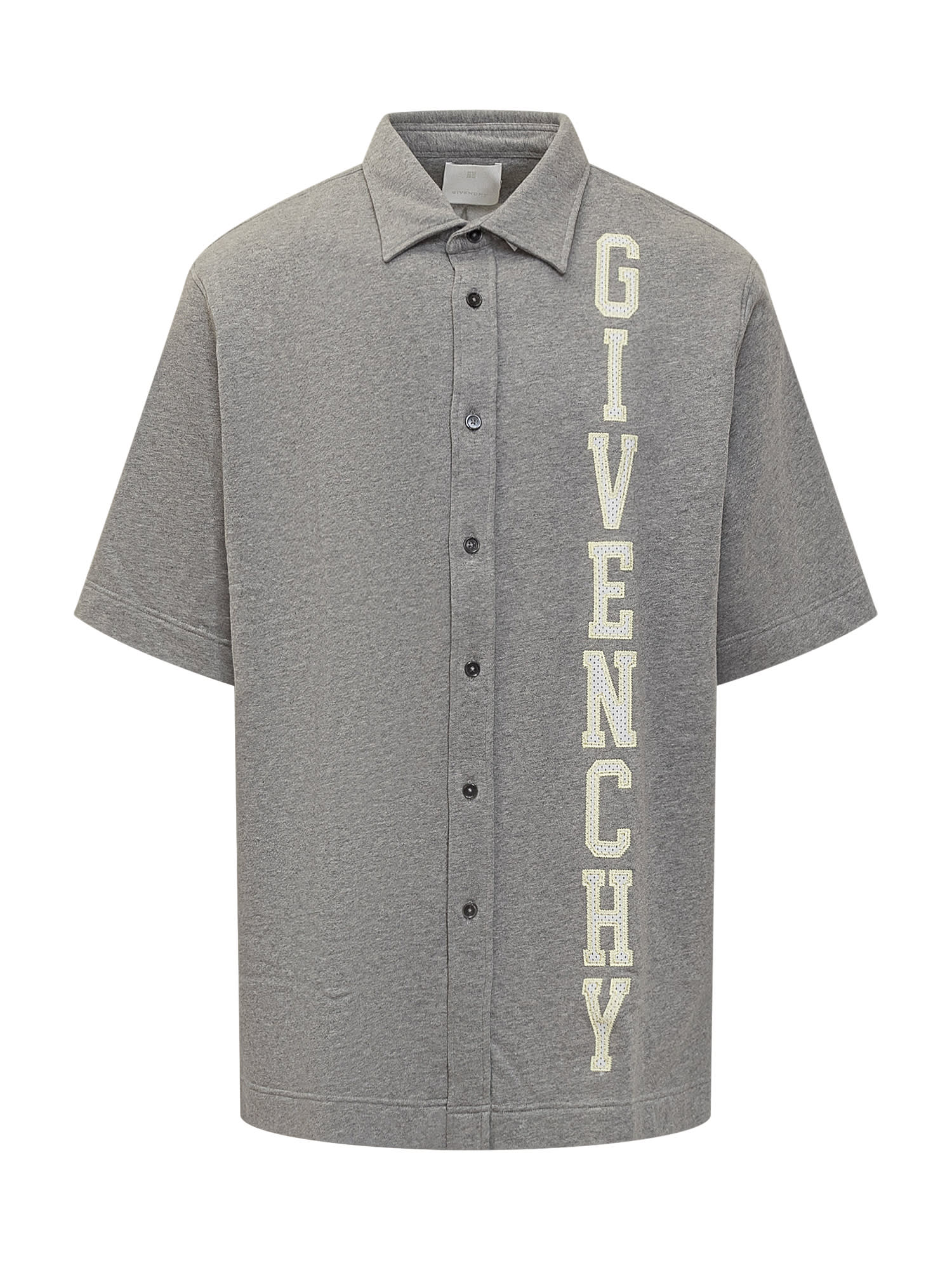 Shop Givenchy Shirt With Logo In Light Grey Melange