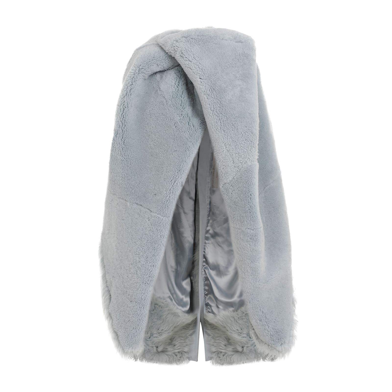 Shop Rick Owens Short Masto Shearling Cape In Pale Blue