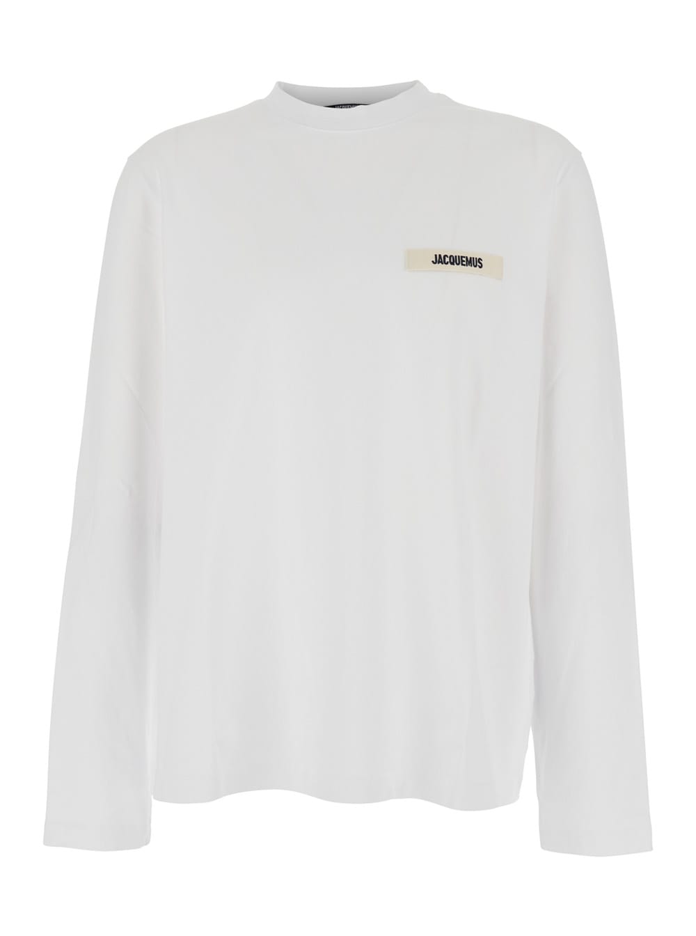 le T-shirt Gros Grain White Crewneck T-shirt With Logo Patch On The Front In Cotton Man