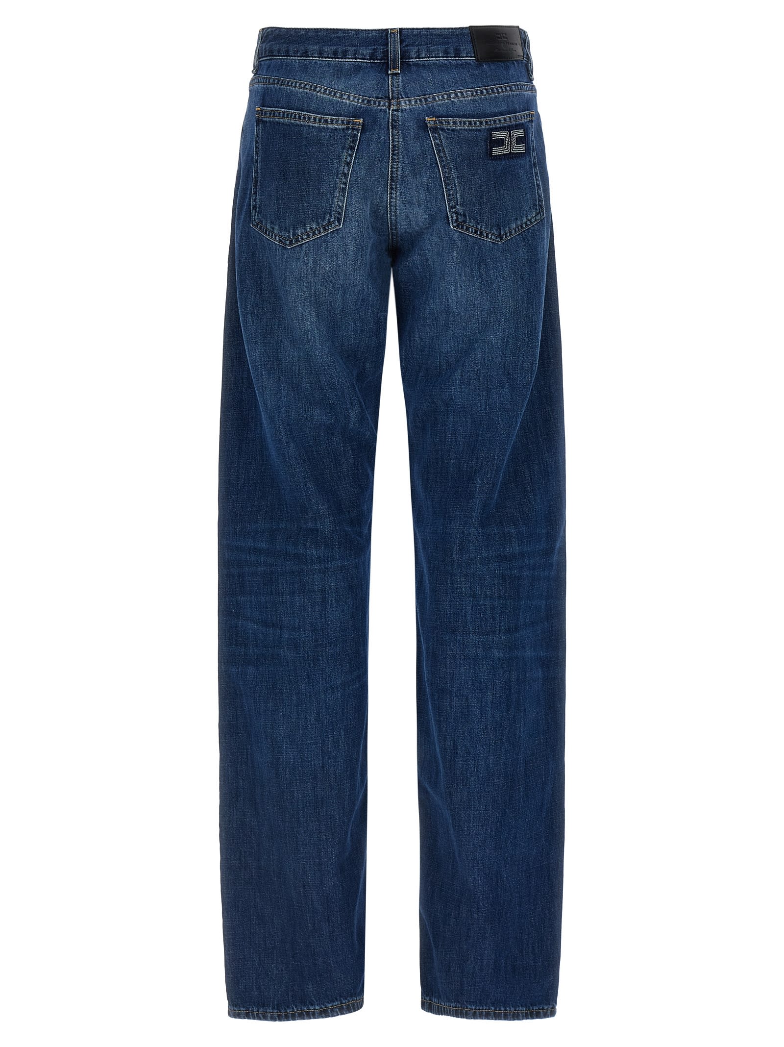 Elisabetta Franchi Wide-leg Denim Trousers Contrast Stitching In Multi