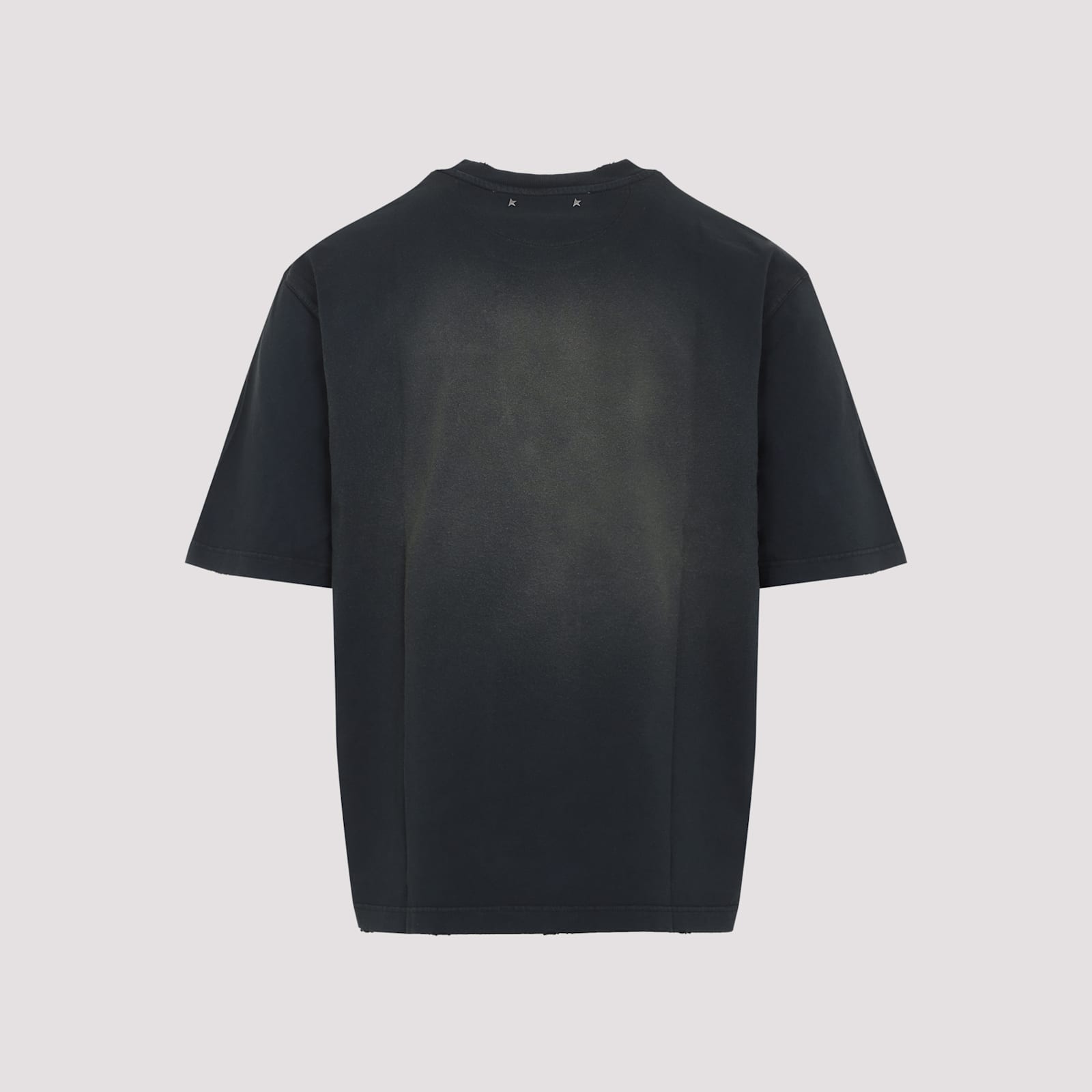 Golden Goose Washed Black Embroidered Logo T-shirt In Black