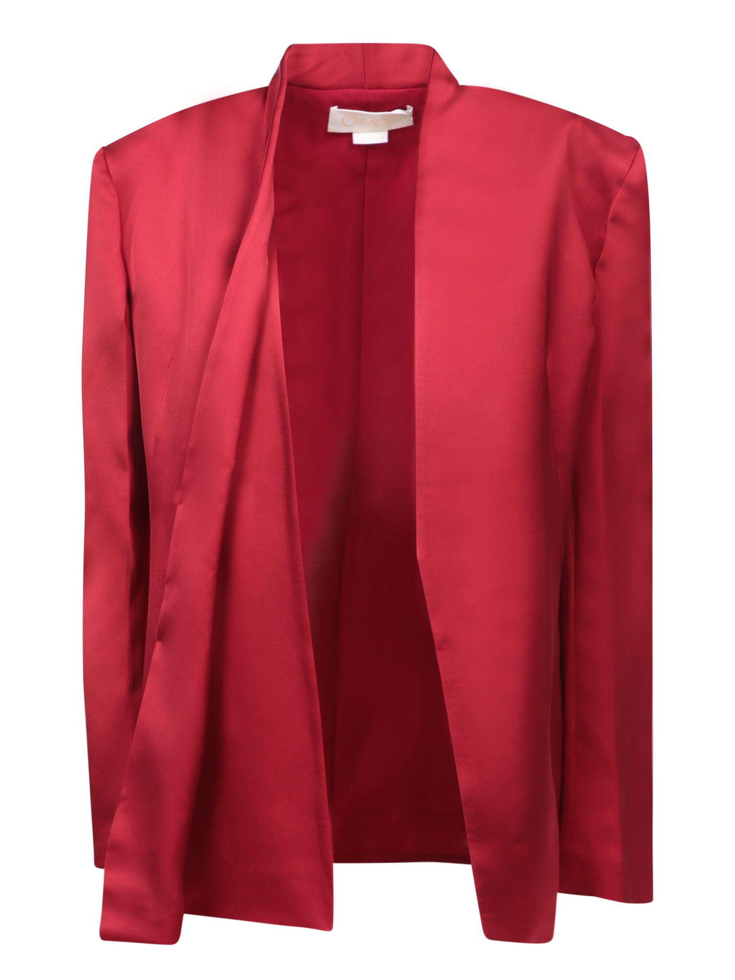 Shop Genny Ruby Red Satin Stretch Draped Jacket