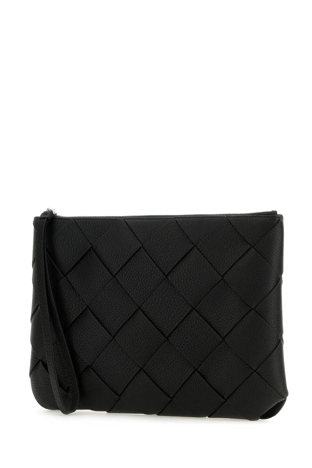 Shop Bottega Veneta Black Leather Large Diago Clutch In Nero