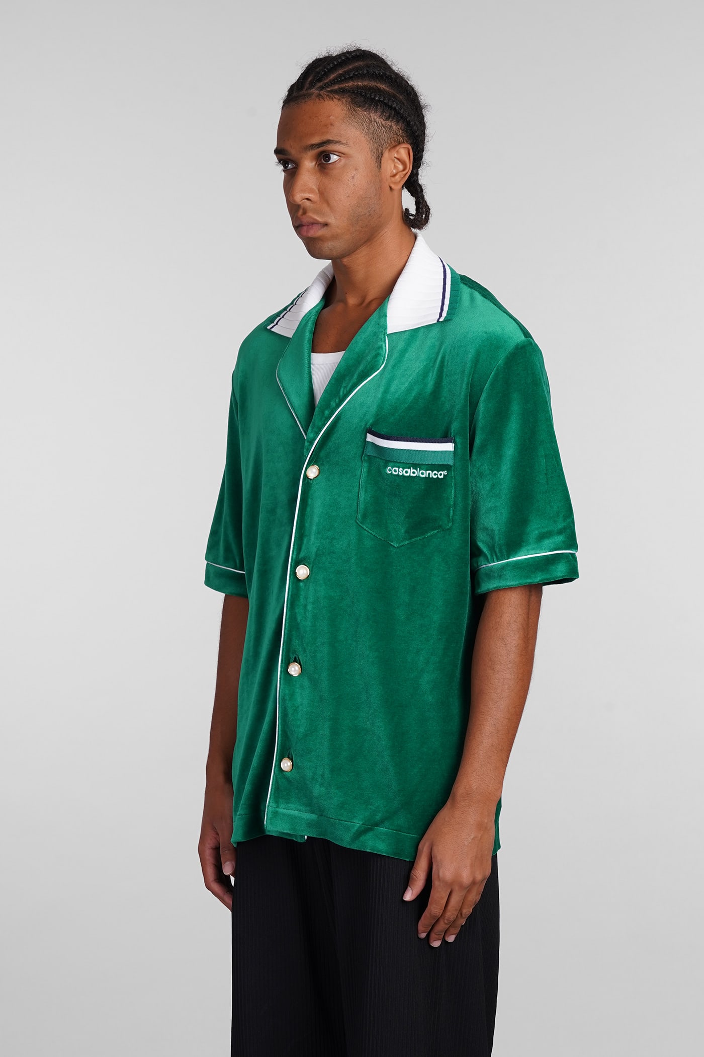 Shop Casablanca Shirt In Green Cotton