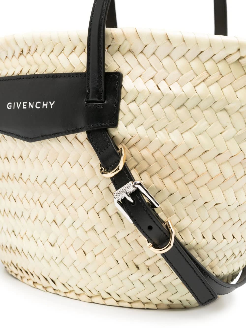 Shop Givenchy Black Raffia Small Voyou Basket Bag