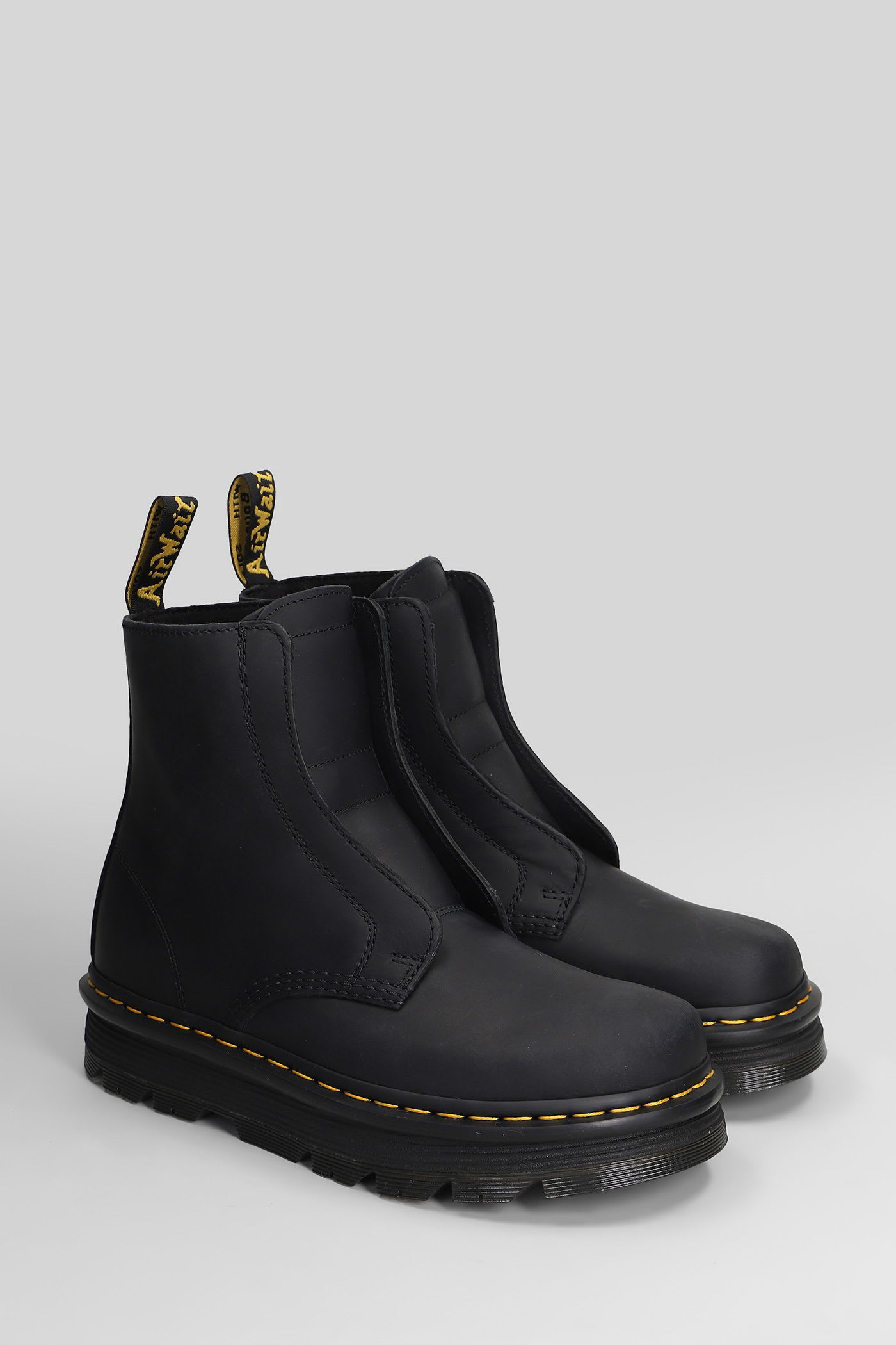 Dr. Martens Zebzag Lace Less Combat Boots In Black Leather In Black
