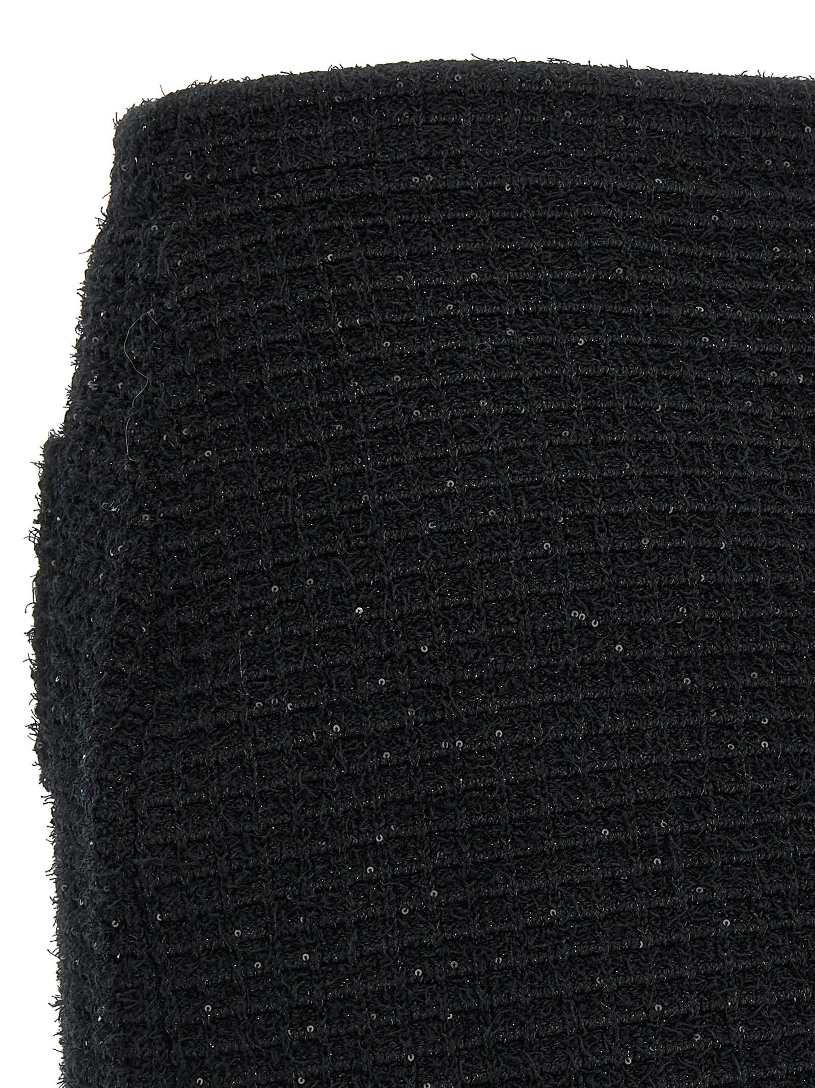 Self-portrait Knitted Miniskirt With Jewels Buttons In Black
