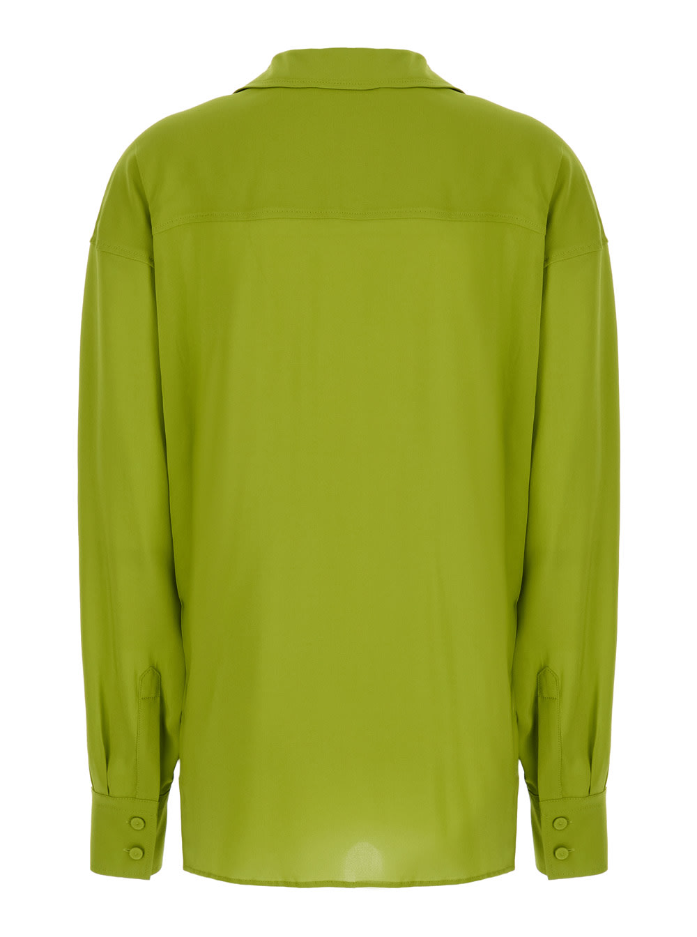 Shop Philosophy Di Lorenzo Serafini Green Shirt With Open Collar And V Neck In Stretch Viscose Woman