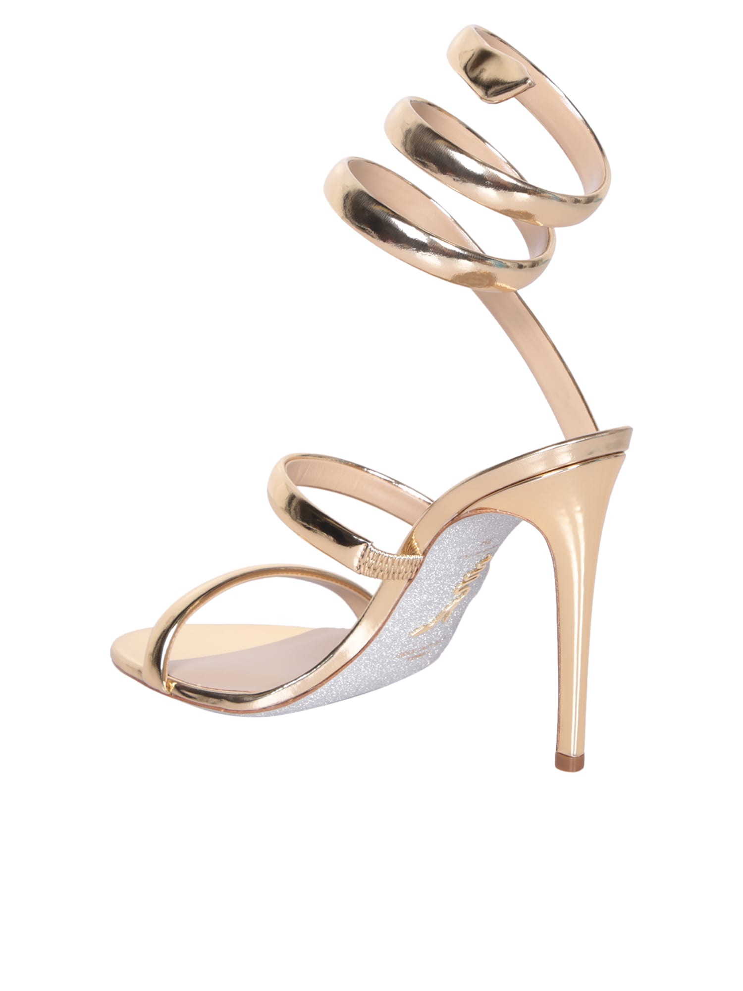 Shop René Caovilla Cleo Gold Sandals In Metallic