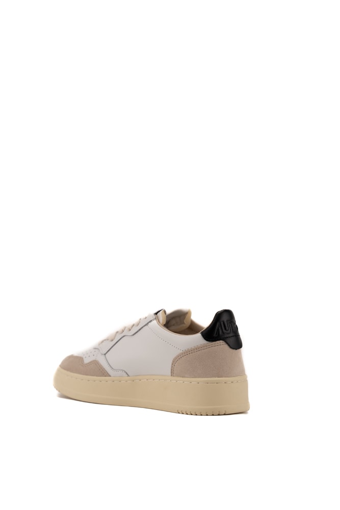 Shop Autry Medalist Low Sneakers In White/black Leather And Suede