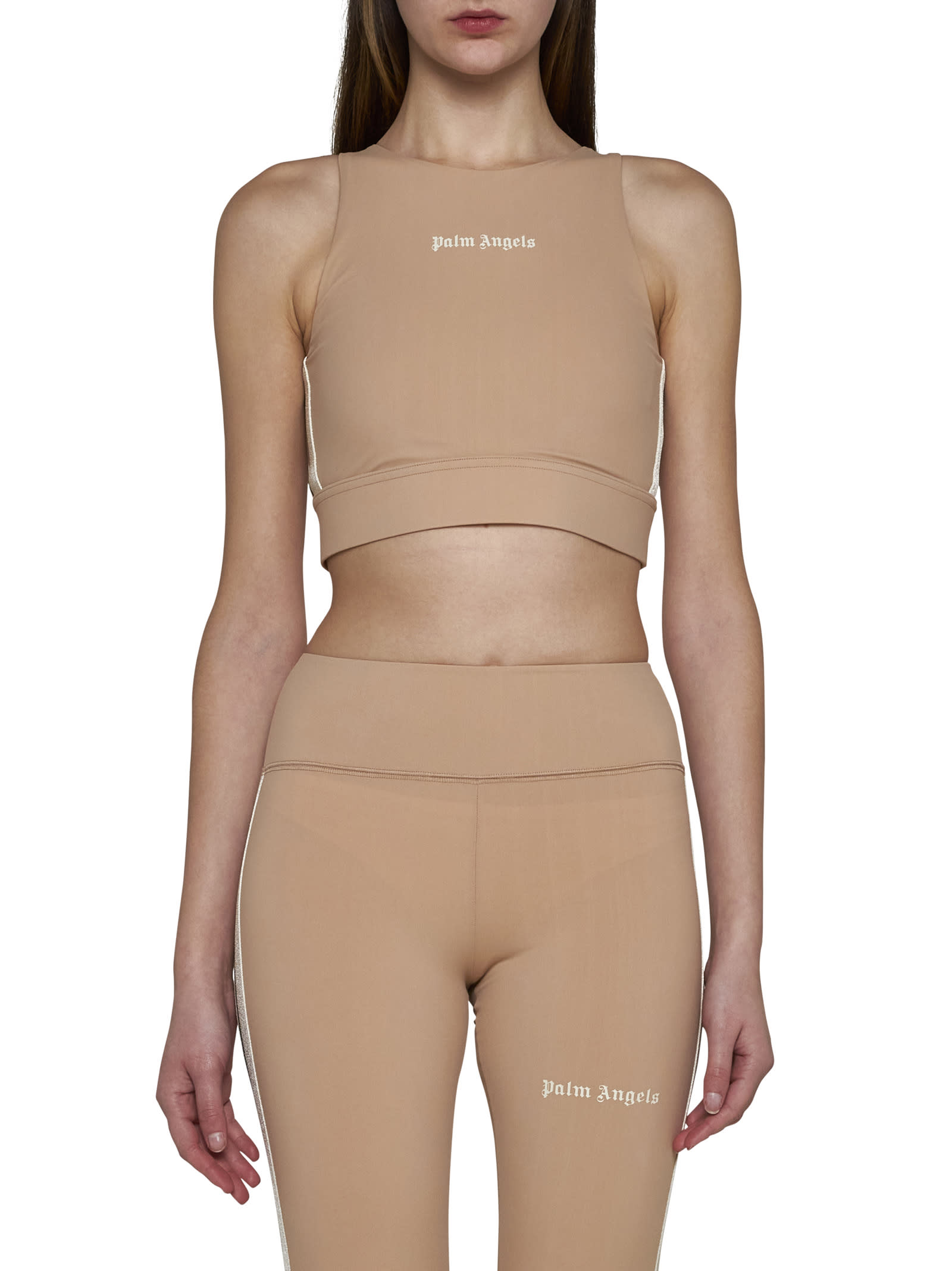 Shop Palm Angels Top In Nude Off White