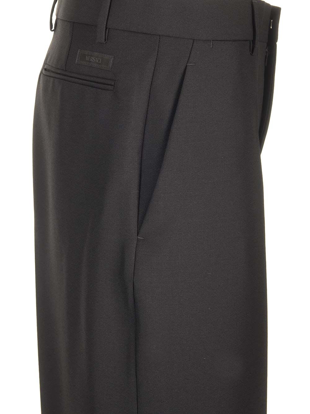 Shop Versace Formal Trousers In Mohair Blend In Black