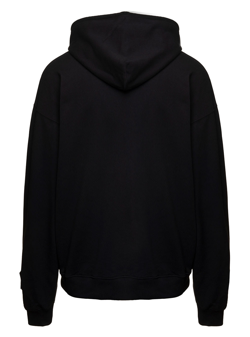 Shop 44 Label Group Black Hoodie With Contrasting Logo Embroidery In Cotton Man