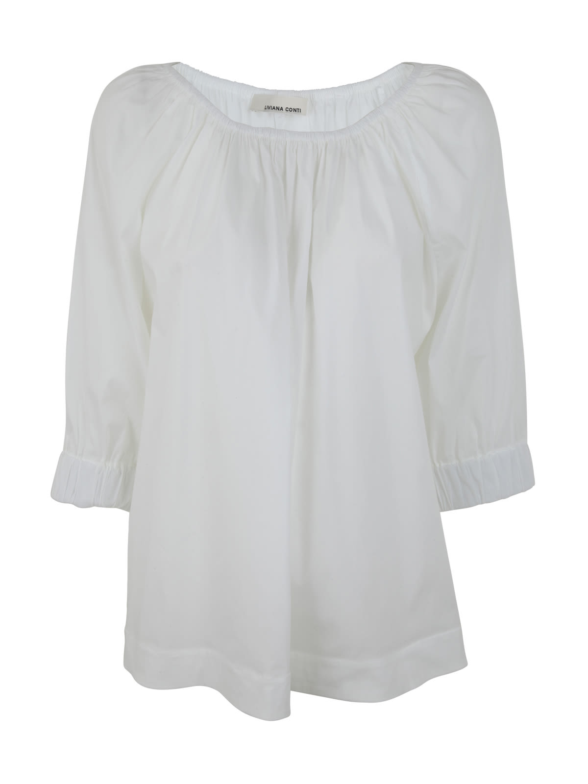 Liviana Conti Blouse With Medium Lenght Sleeves With Elasticated Wrists In White