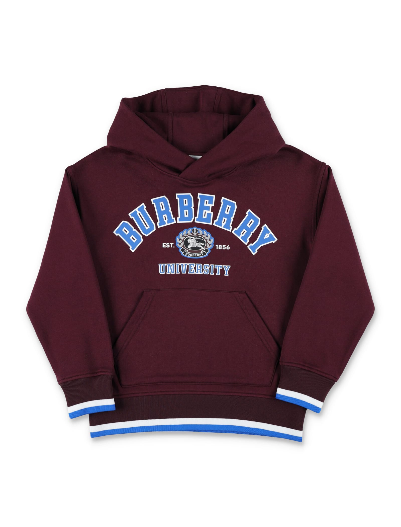 Shop Burberry College Graphic Cotton Hoodie In Bordeaux