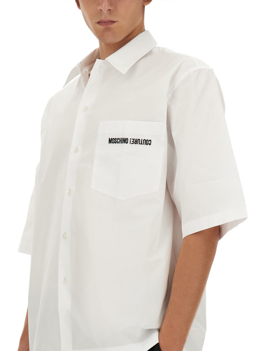 Shop Moschino Upsidedown Logo Shirt In White