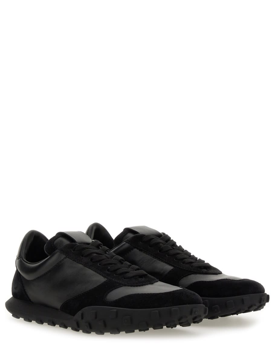 Jil Sander Suede Panel Round Toe Rubber Sole Sneakers In Black