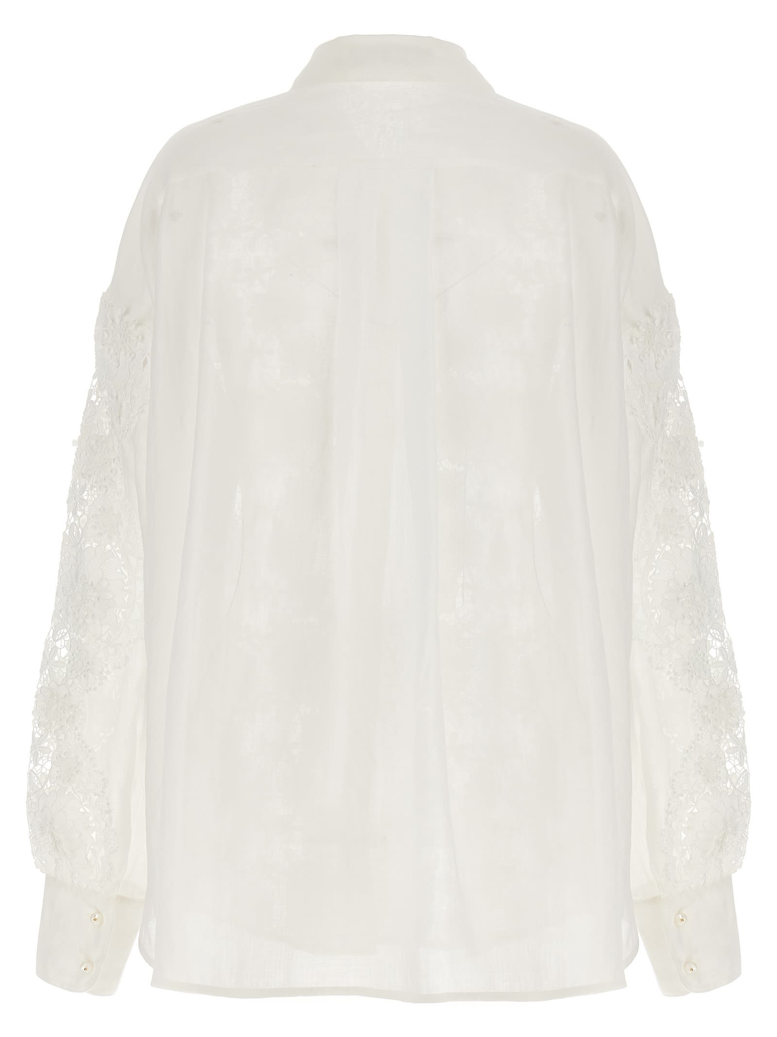 Shop Zimmermann Halliday Lace Flower Shirt In White