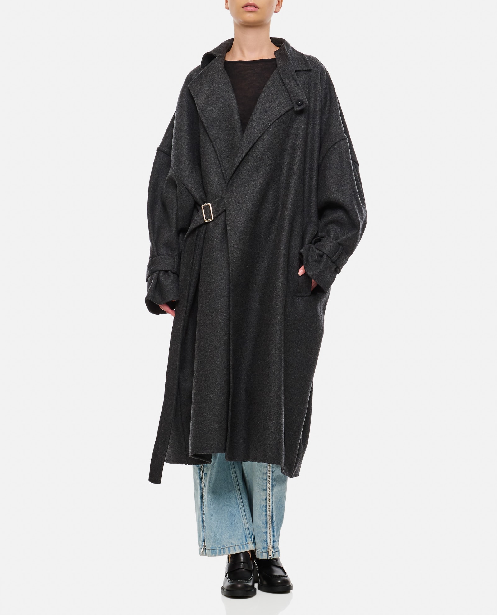 Shop Plan C Wool Coat In Black