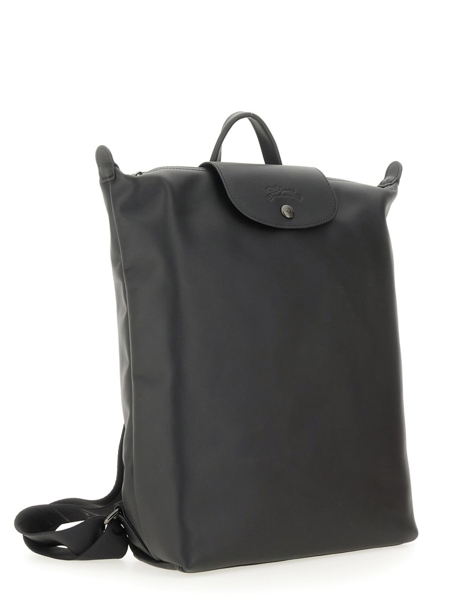 Longchamp Adjustable Straps Front Flap Top Handle Backpack In Black