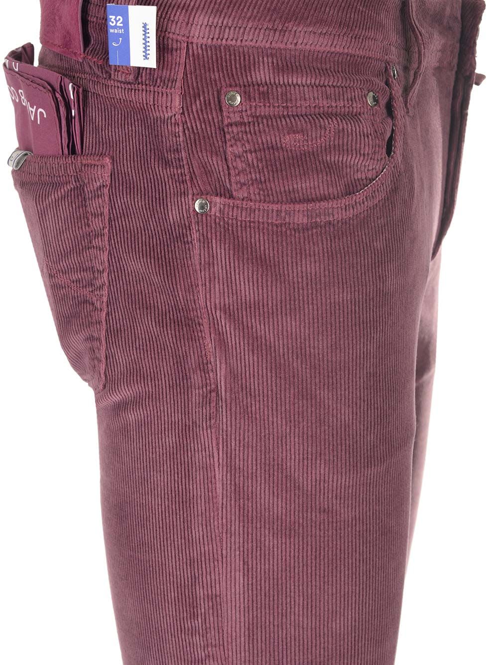 Shop Jacob Cohen Velvet Trouser In Bordeaux