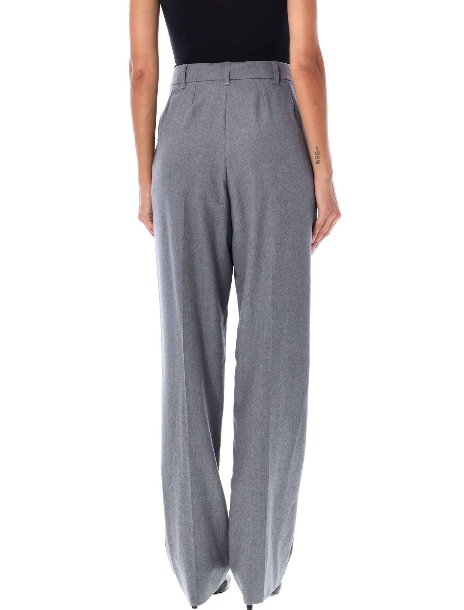 Shop Stella Mccartney Pinced Pants In Light Grey Melange