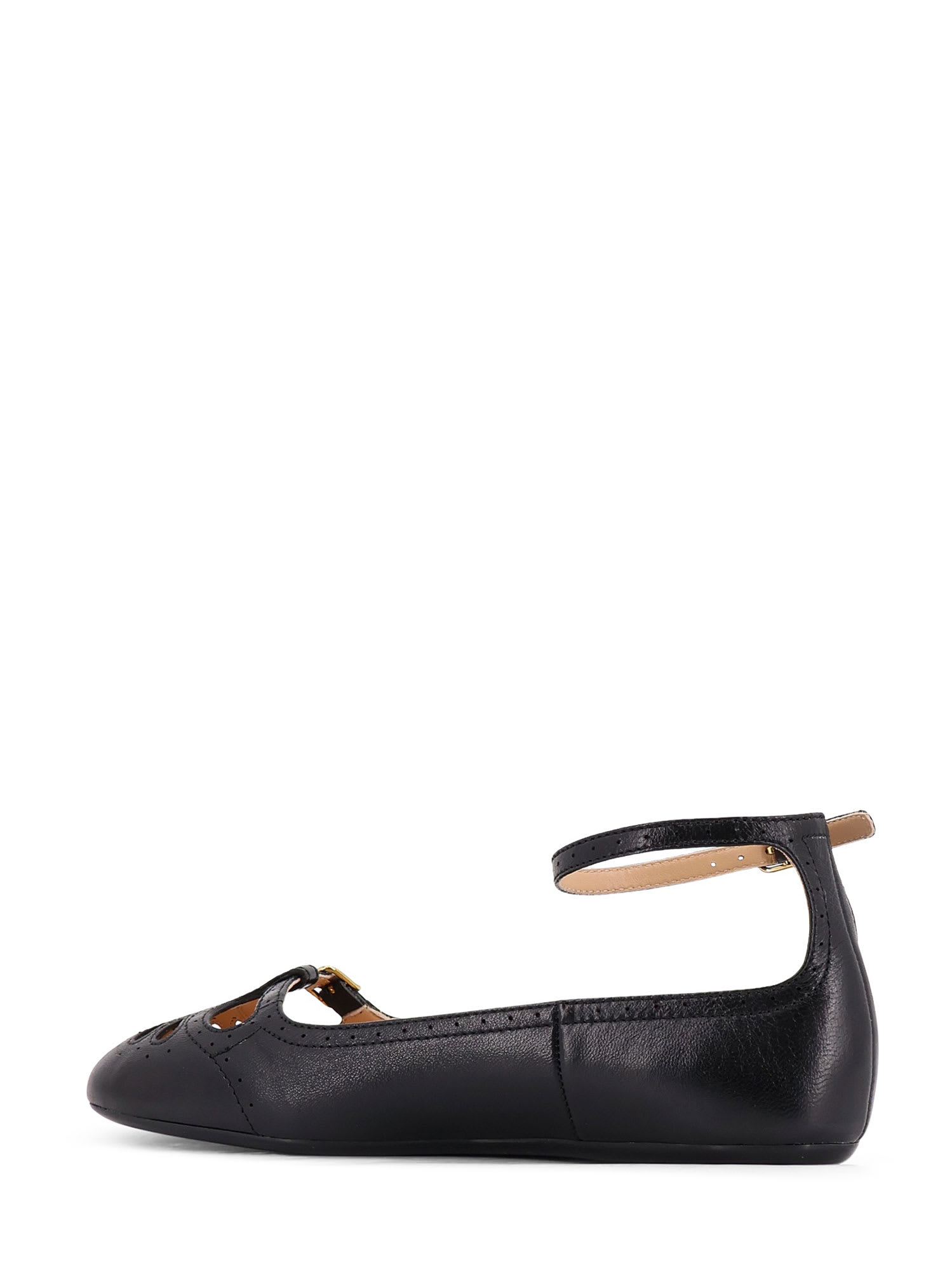 Chloé Leather Ballerina Shoes Featuring Buckle Detail In Black