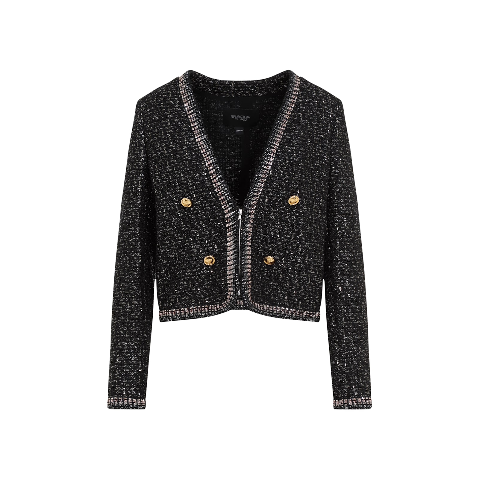 Shop Giambattista Valli Bouclé Jacket In Black Silver