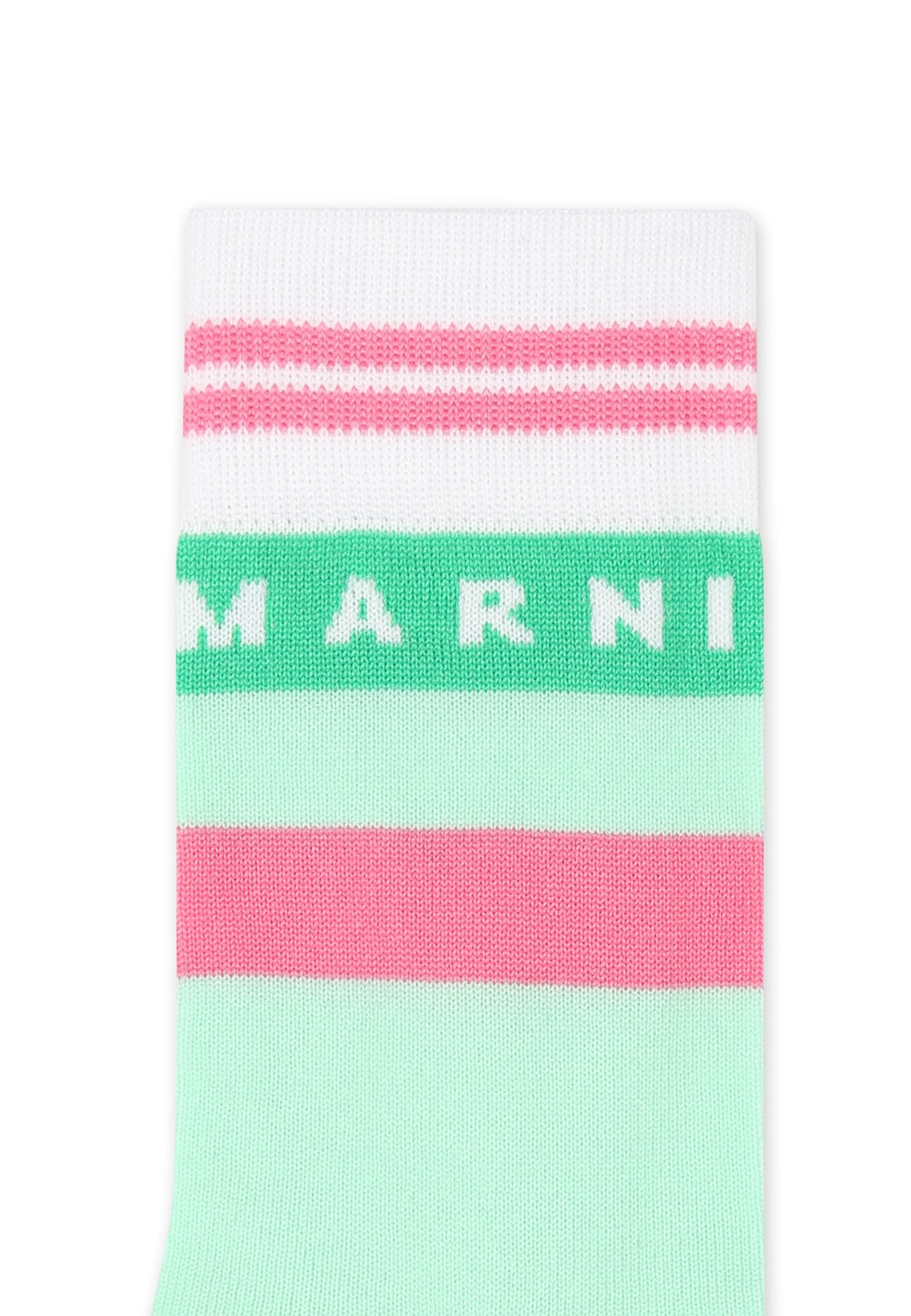 Marni Green Socks For Girl With Logo In Green