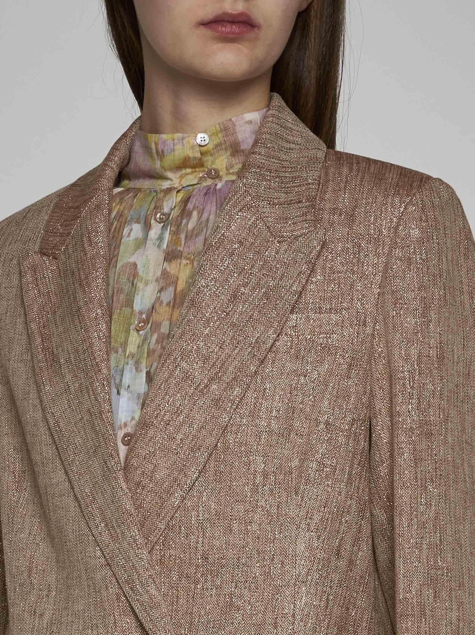 Shop Forte Forte Lurex Linen And Cotton Blazer In Beige