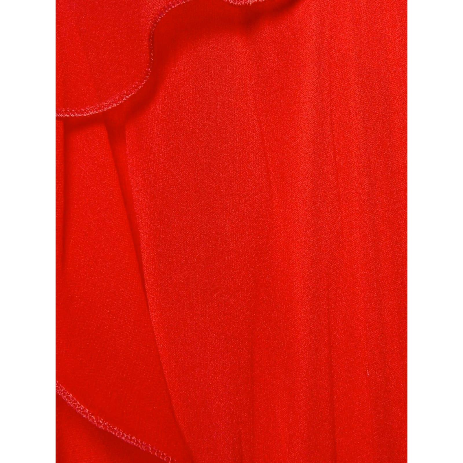 Shop Gucci Silk Midi Dress In Red