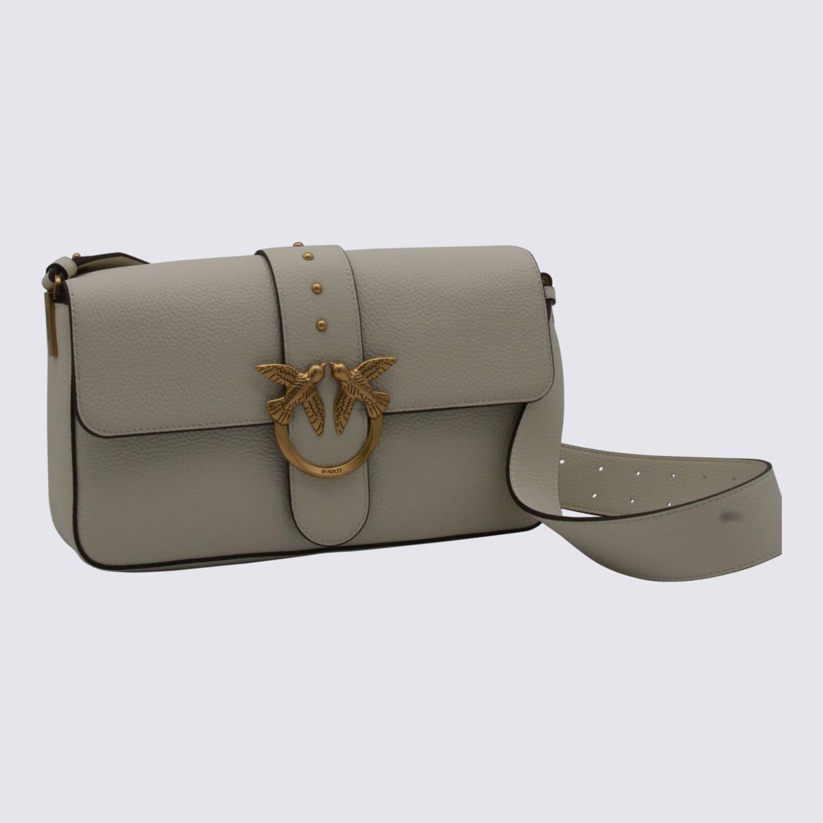 Pinko White Leather Medium Love Bag Slouchy In Green