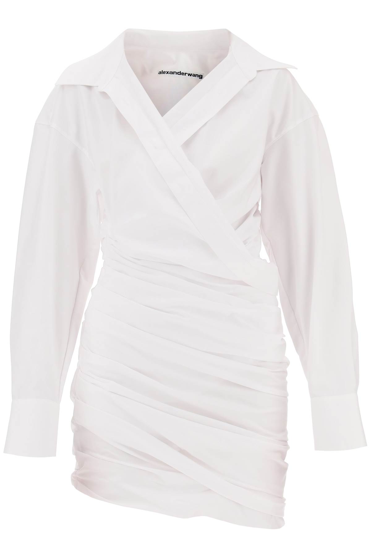 Shop Alexander Wang Draped Mini Shirt Dress In White (white)