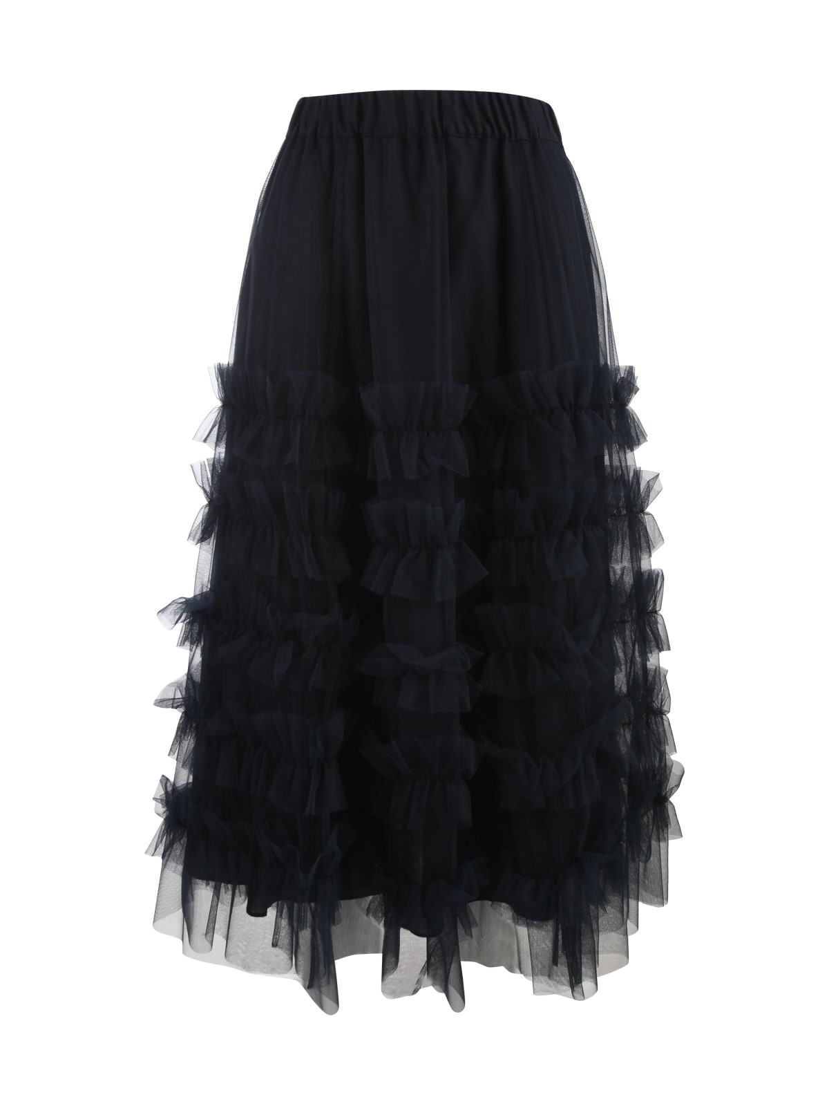 Parosh Longuette Skirt With Flounce And Tulle