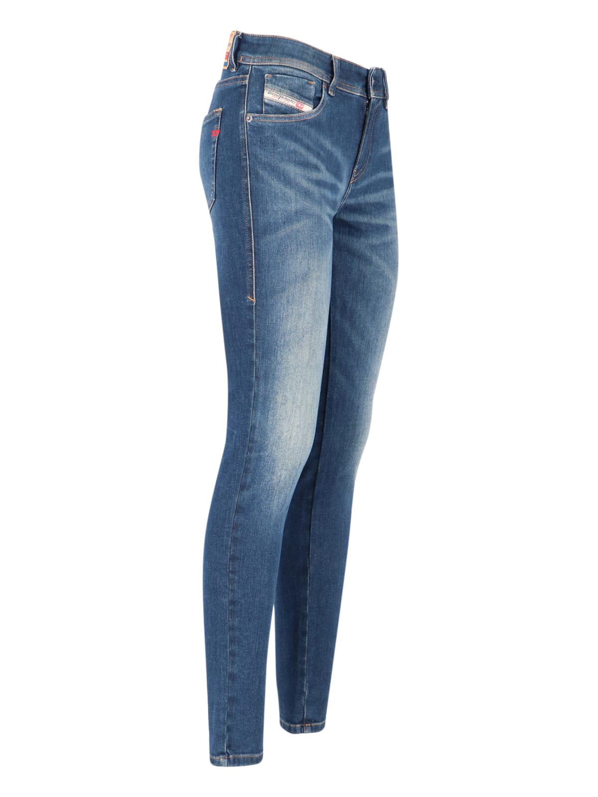 Diesel Straight Trousers With Belt Loops And Faded Effect In Blue